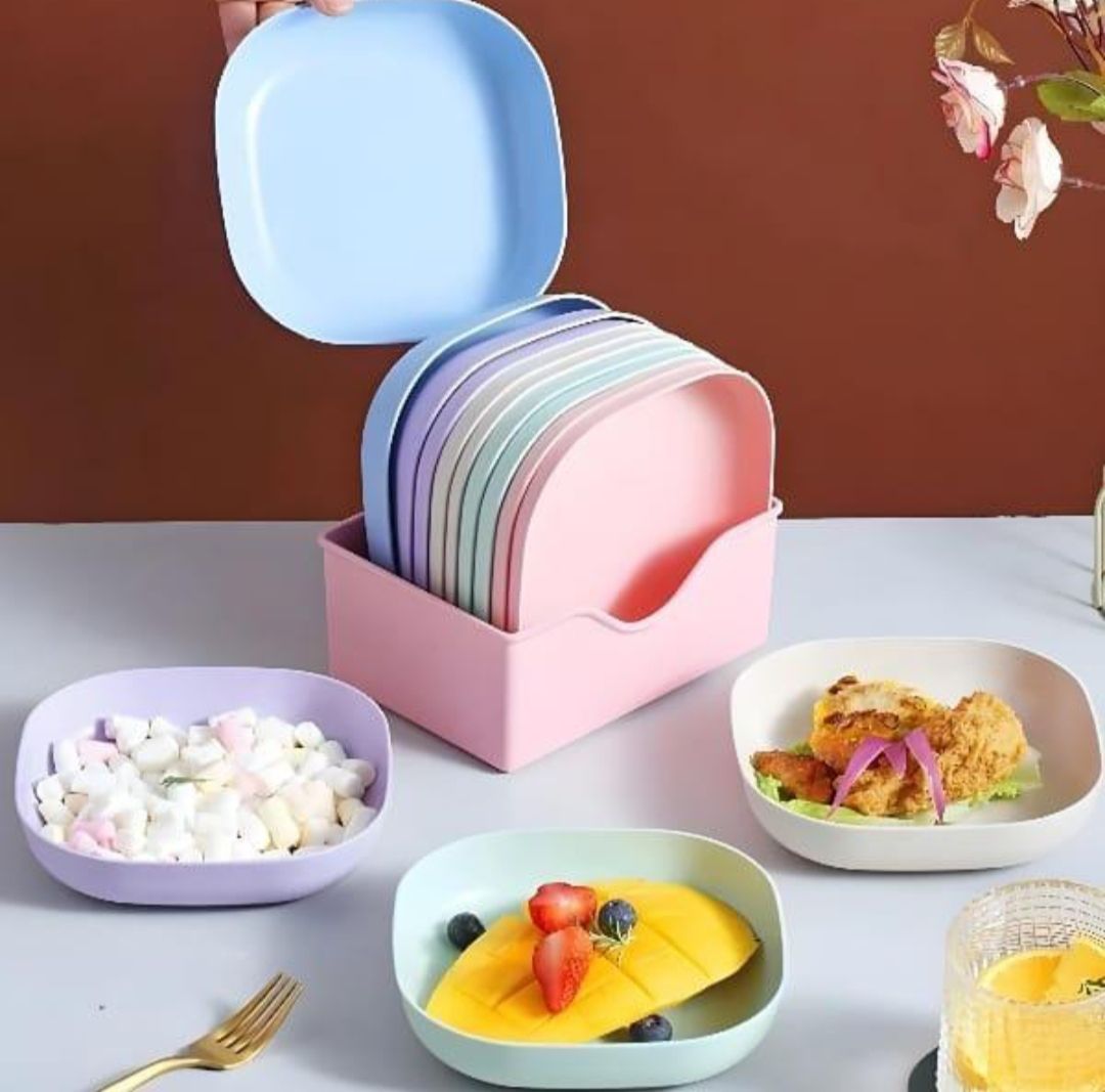 10 pcs colorful plates with stand _0