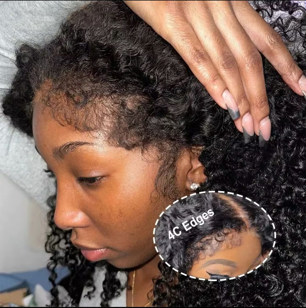 Wig curly  baby hair lace 4c Edges _1