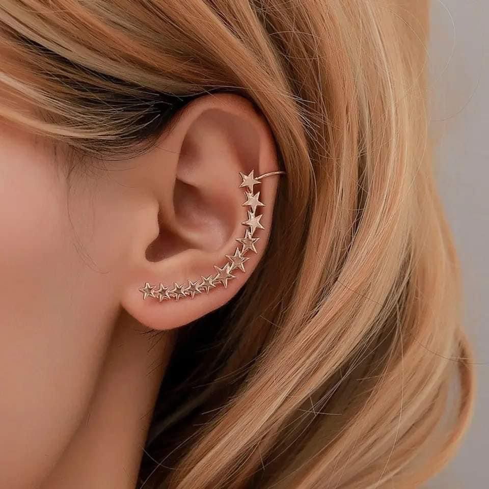 Long Star Gold Ear Clip_0