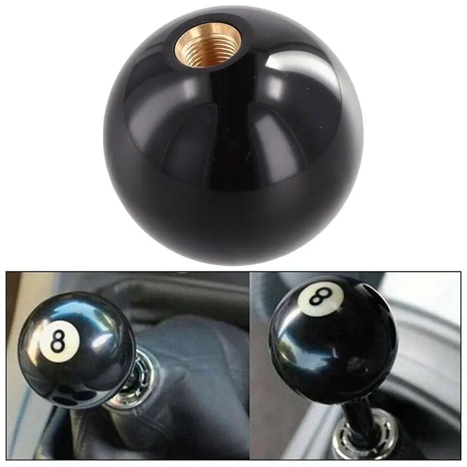 Pommeau de Levier de Vitesse en Forme de Boule de Billard Noire 8_4