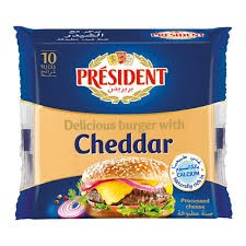 President Processed Cheddar Cheese for Burgers (10 Slices)_0