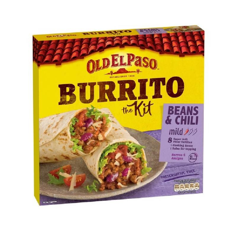 Old El Paso Mild Spice Beans & Chili Burrito Kit (8 Pieces)_0