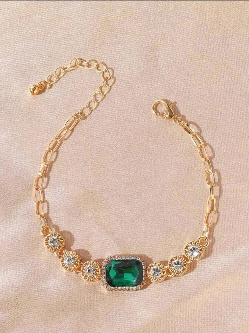 Green Rhinestone Bracelet_0