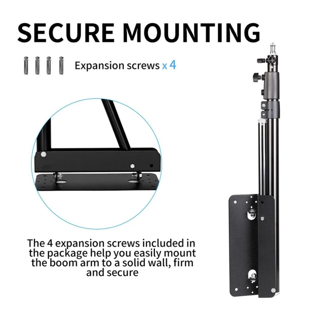 Suporte fixação parede 170cm para iluminação fotográfica e Salão_4