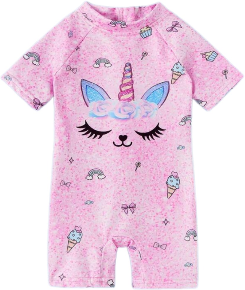 Toddler girl 2-3 Pink Unicorn / Rainbows 1 pc swimsuit_1