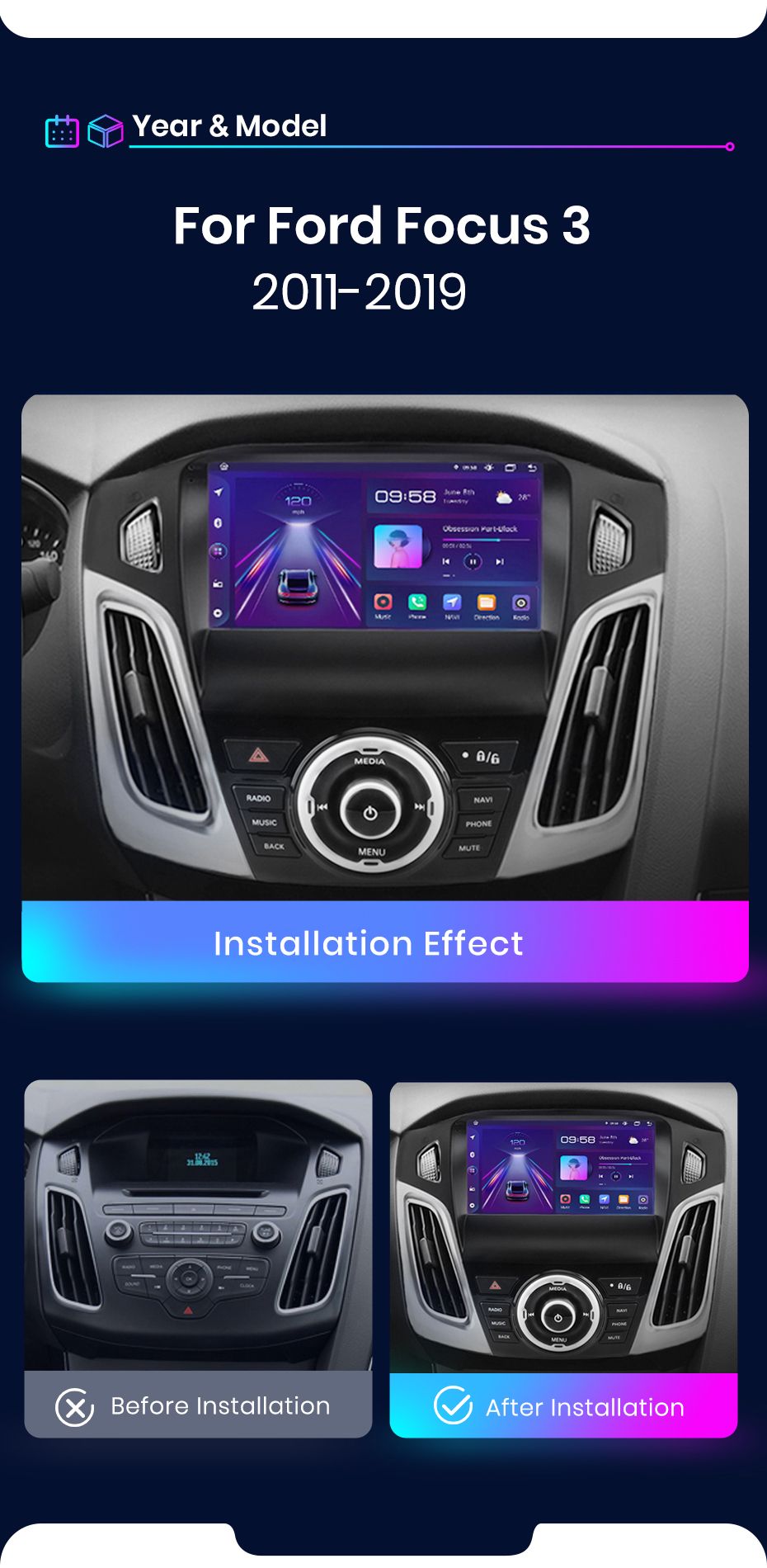 Rádio 9" android Ford Focus 3 2011 a 2019 CARPLAY WIFI GPS_7