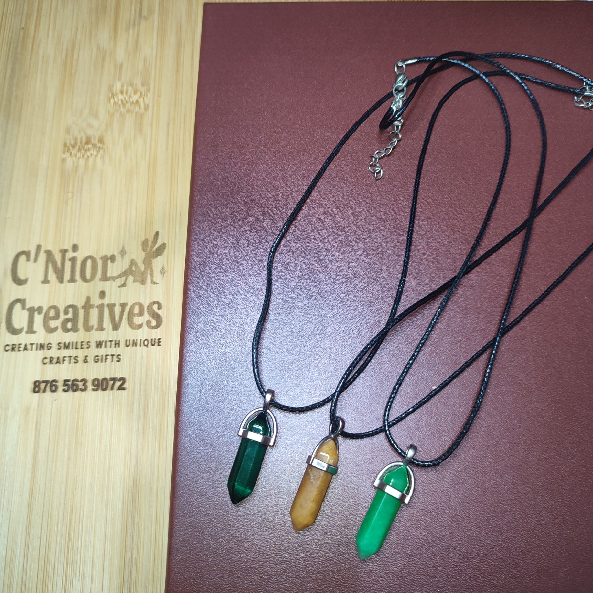 Crystal Stone Necklaces (black chain)_1