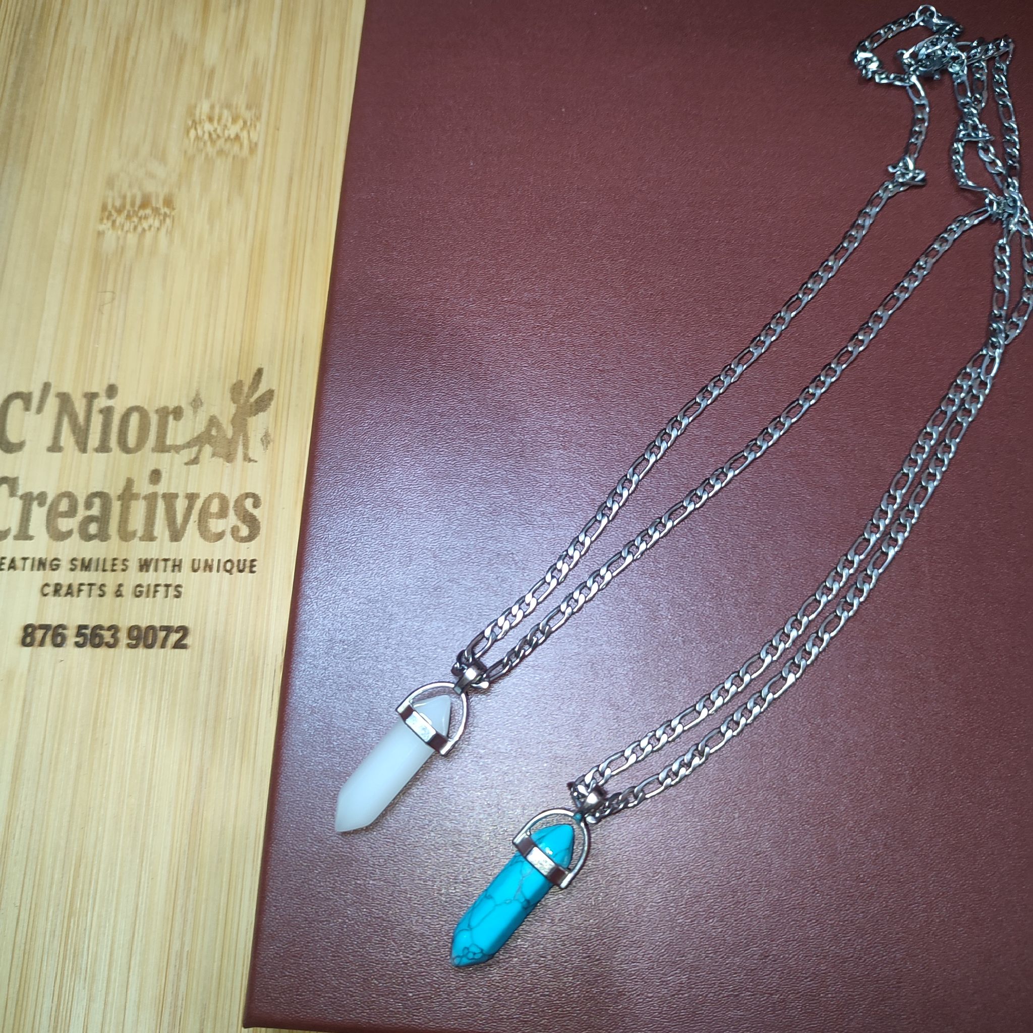 Crystal Stone Necklaces (silver chain)_0