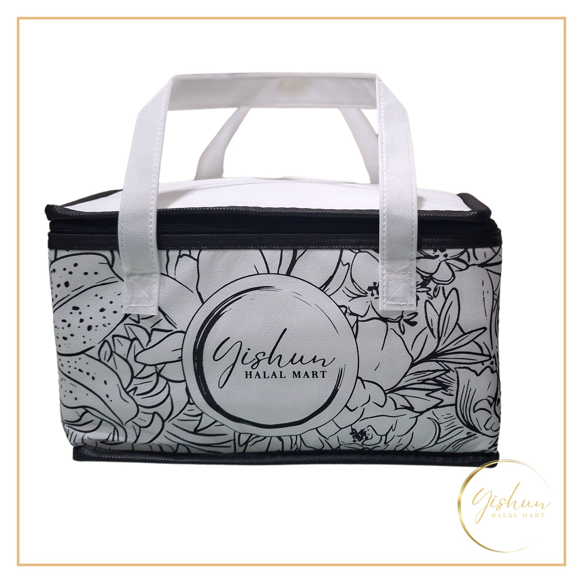 Floral Monochrome Insulated Cooler Bag_0