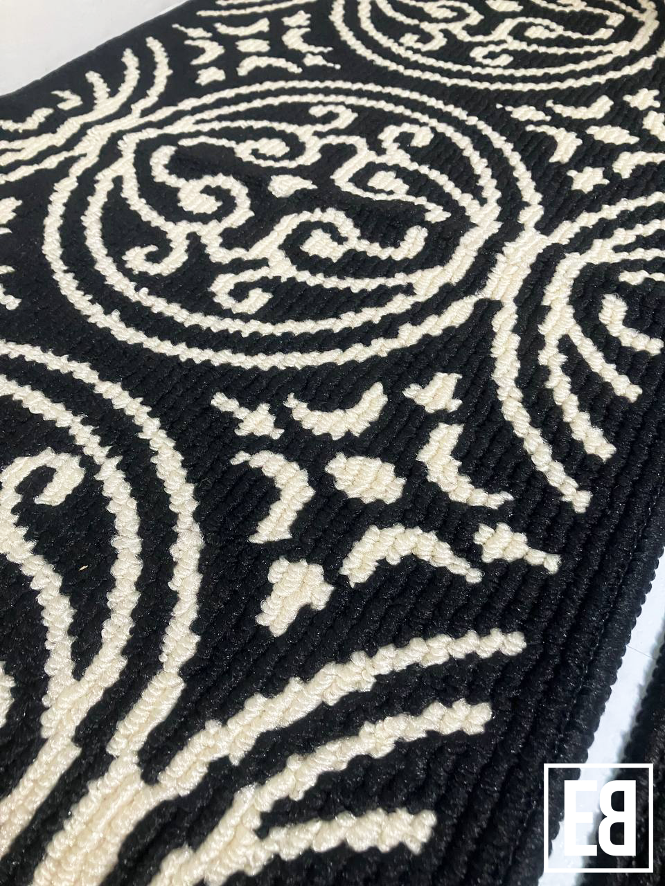  (R910) Flourish Black Floor Rug 45cm*70cm + 45cm*120cm_1