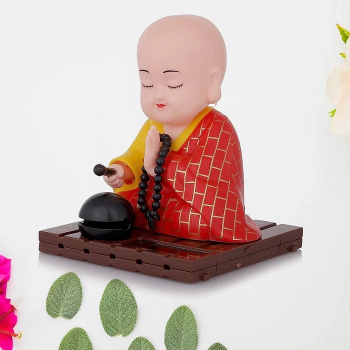 Solar Powered Sitting Buddha Statue, Moving Head and Hand _1