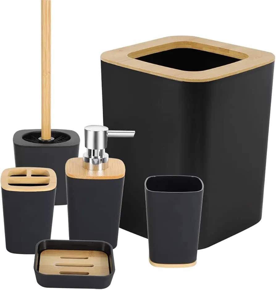 Bamboo Bathroom Accessories Set_0