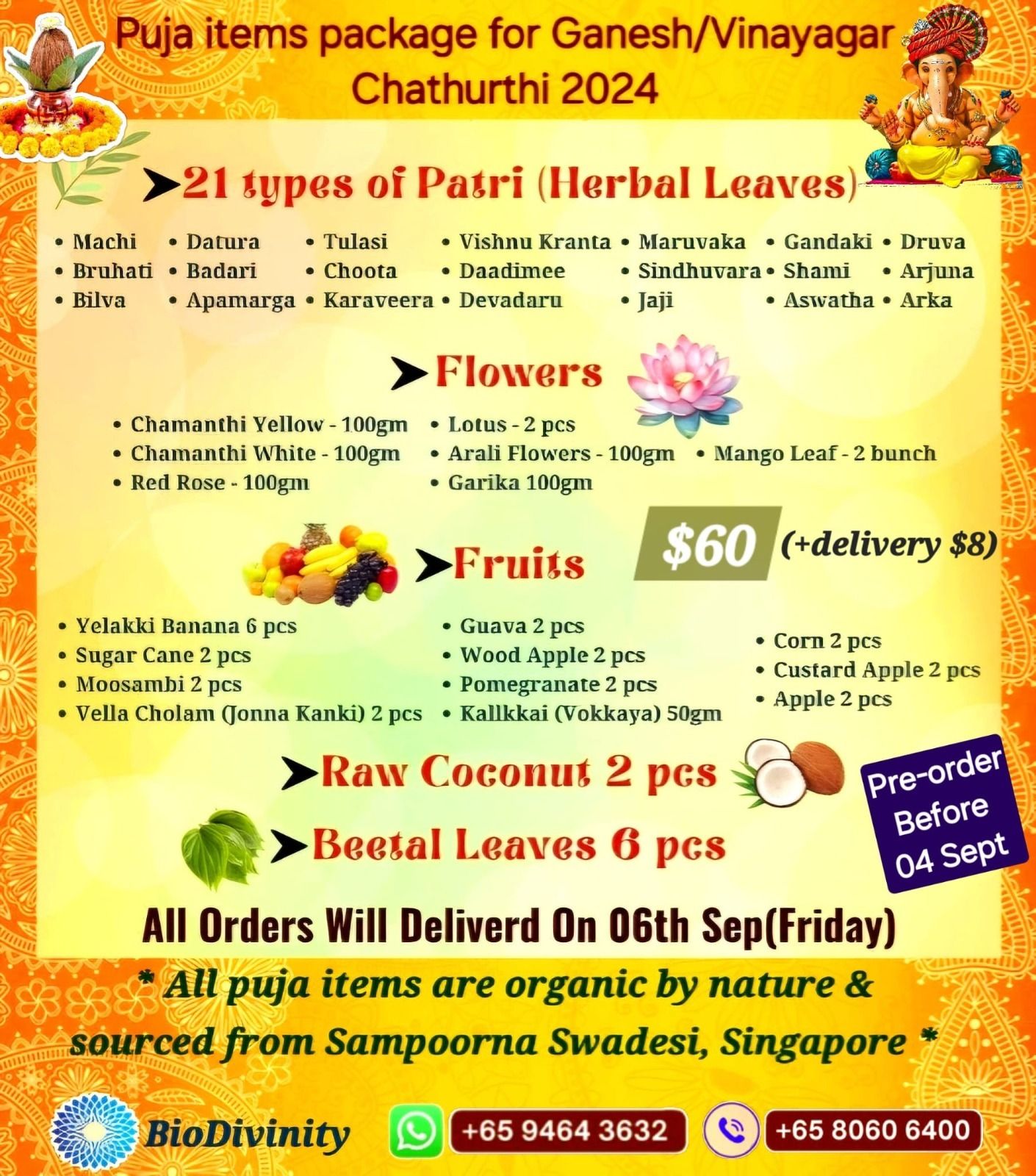 Ganesha Chathurthi Puja items package (without Ganesha idol)_0