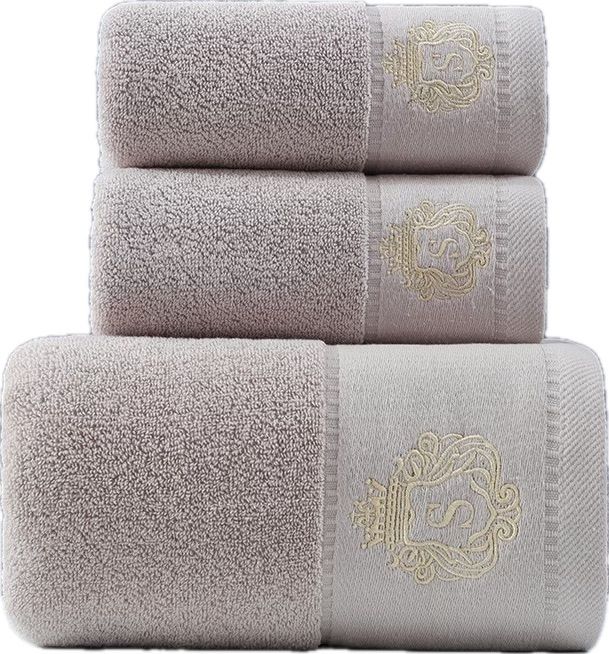 (T91) SUMMER Royal Towel set of 3pcs with embroidery (Light grey) _1