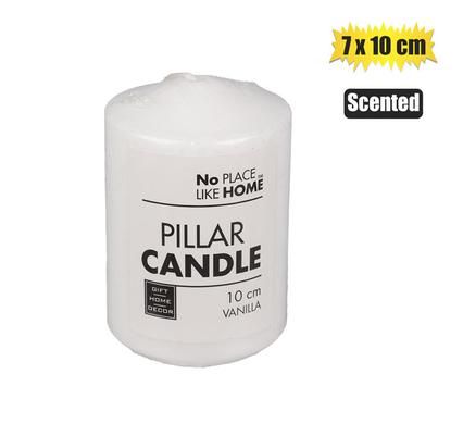 CANDLE PILLAR ROUND WHITE 10x7cm SCENTED_0