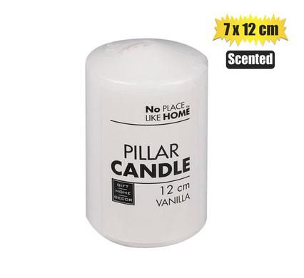 CANDLE PILLAR ROUND WHITE 12x7cm SCENTED_0