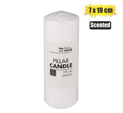 CANDLE PILLAR ROUND WHITE 19x7cm SCENTED_0