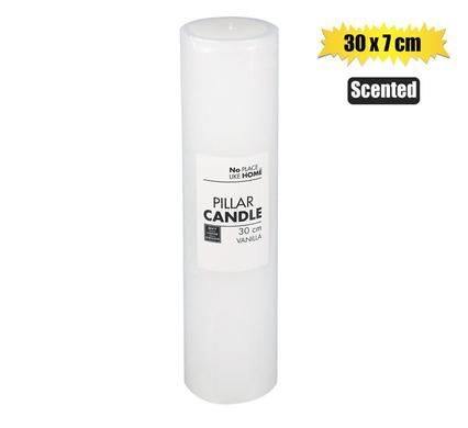 CANDLE PILLAR ROUND WHITE 30x7cm SCENTED_0