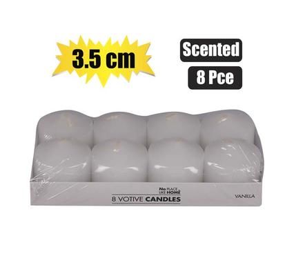 CANDLE VOTIVE 3.5cm 8pce WHITE SCENTED_0