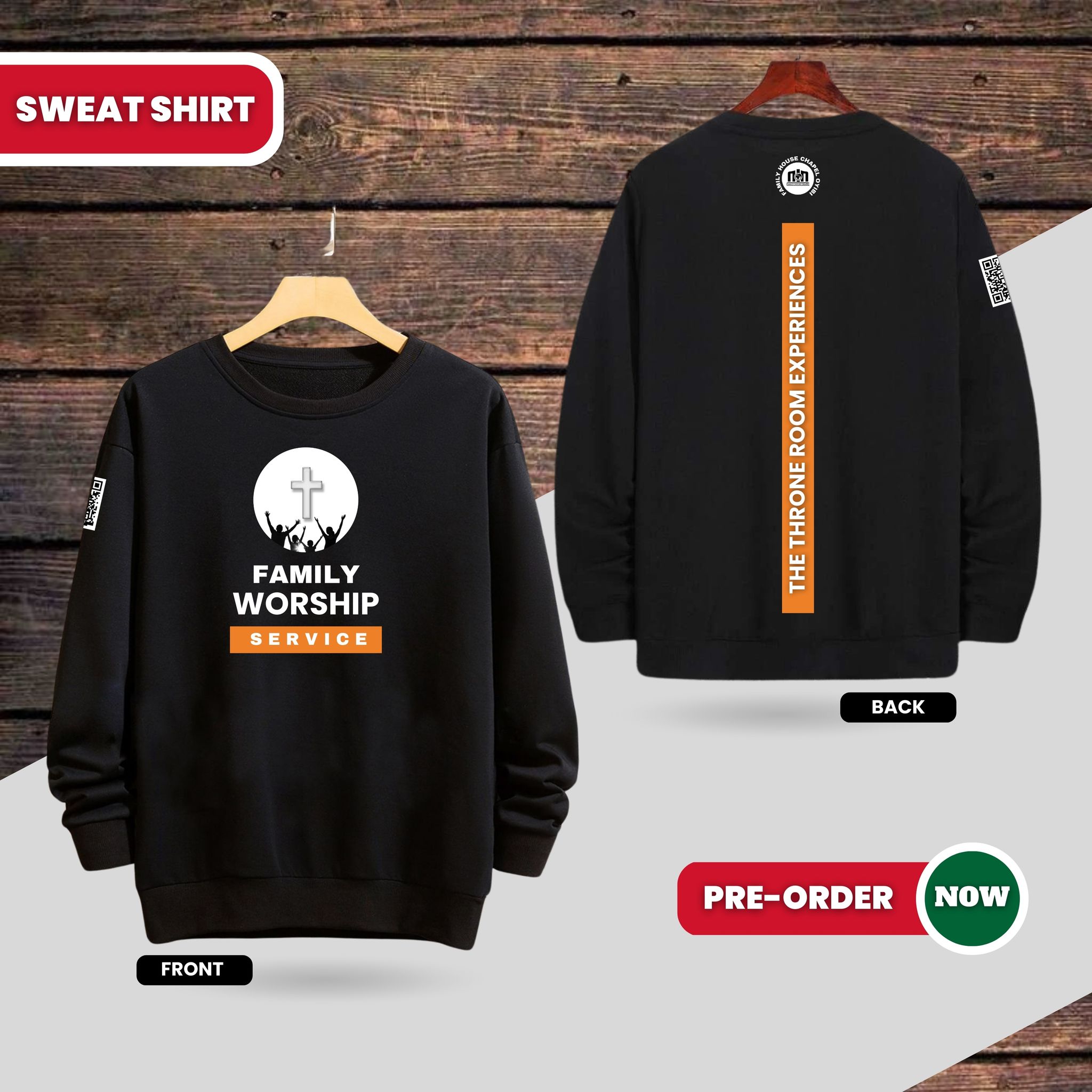 Black Sweatshirt with Orange Banner_0