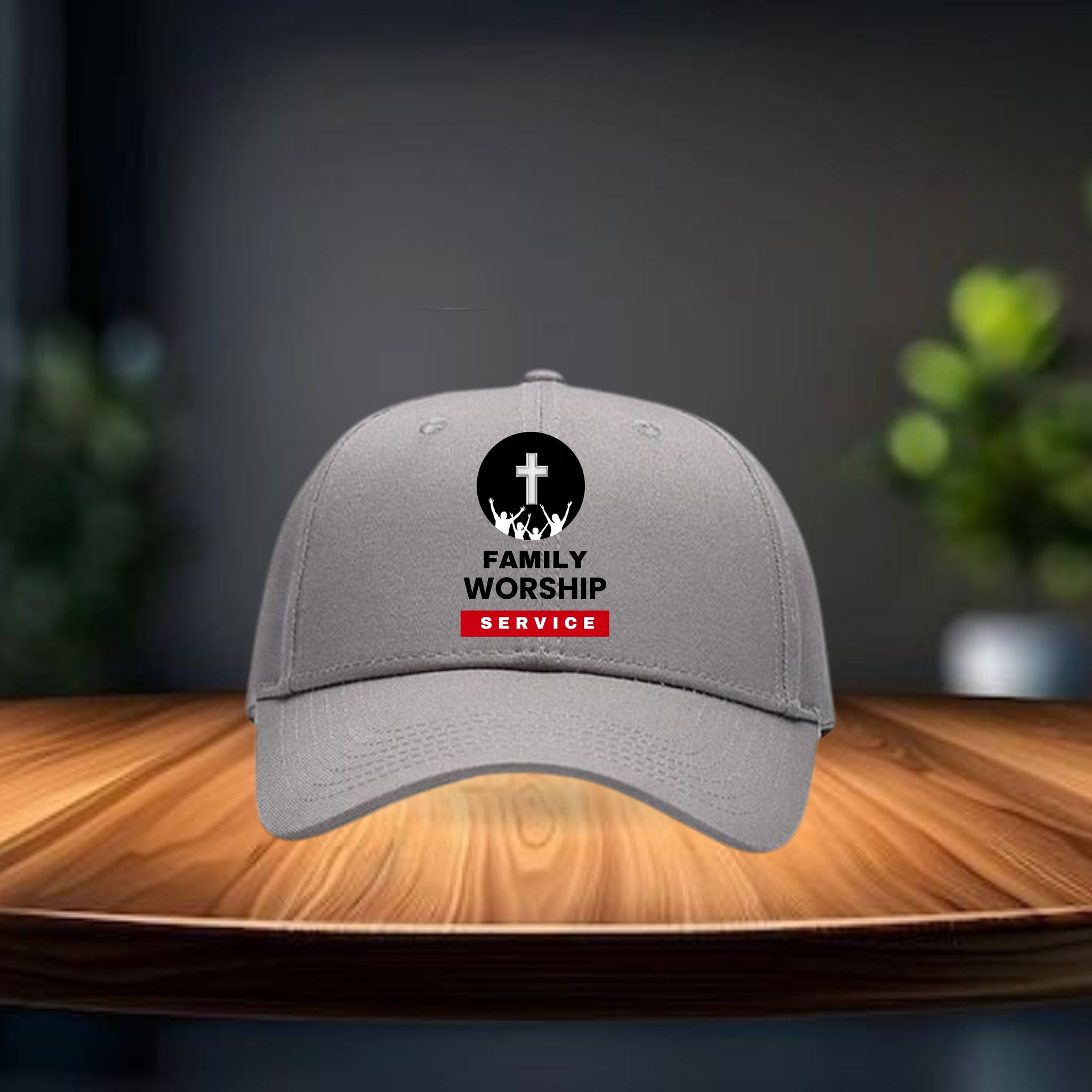 Grey Cap with Black/Red Banner_0