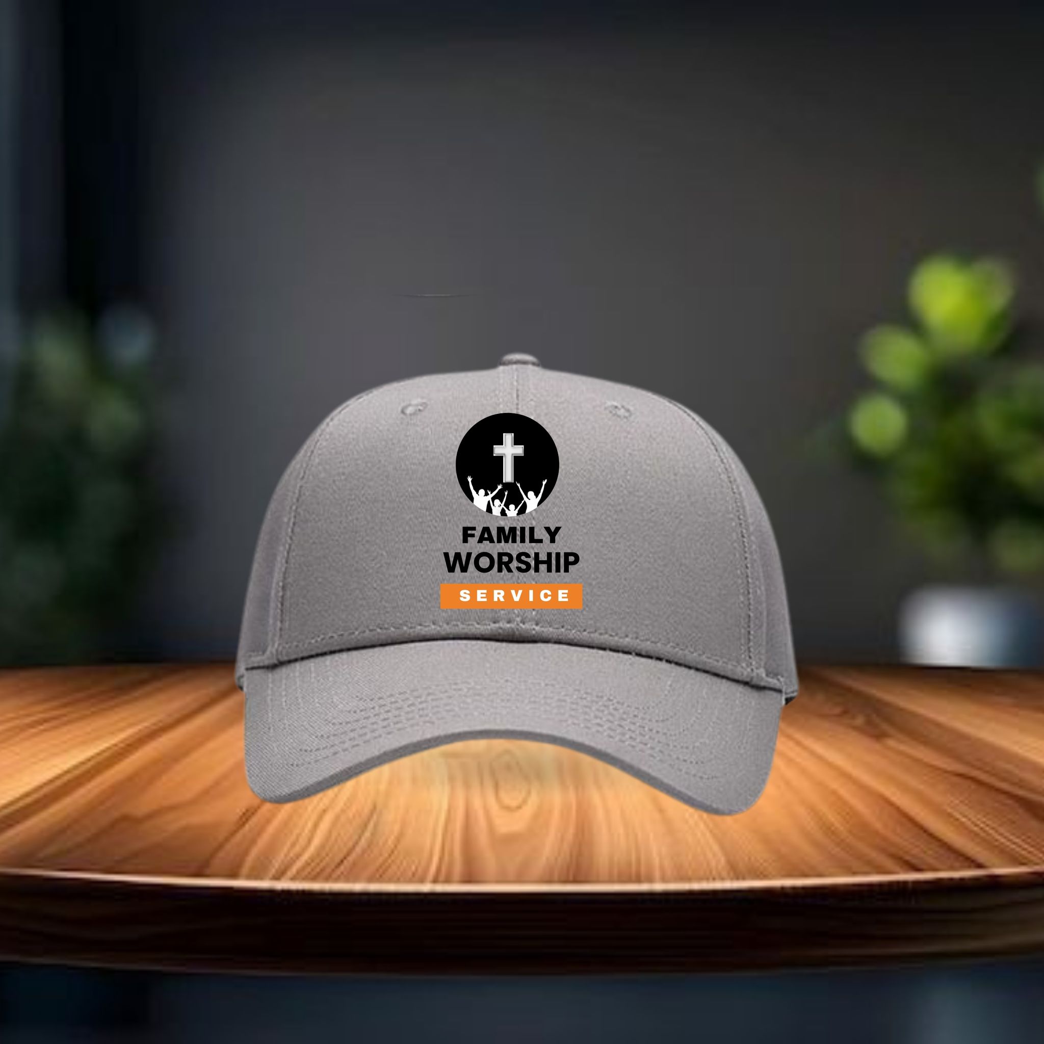 Grey Cap with Black/Orange Banner_0