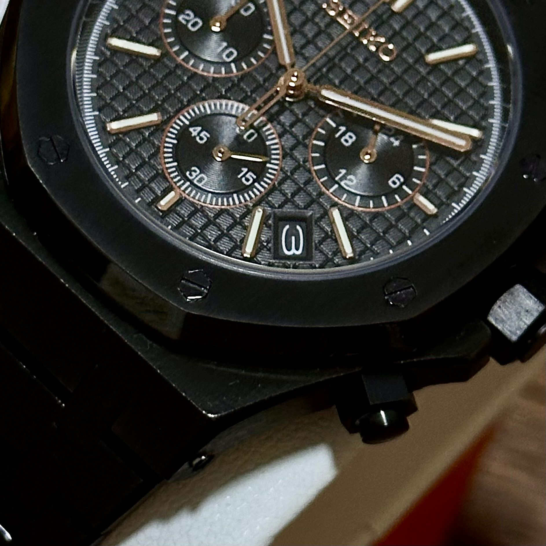 Black Rose Gold Chronograph Royal Oak AP _8