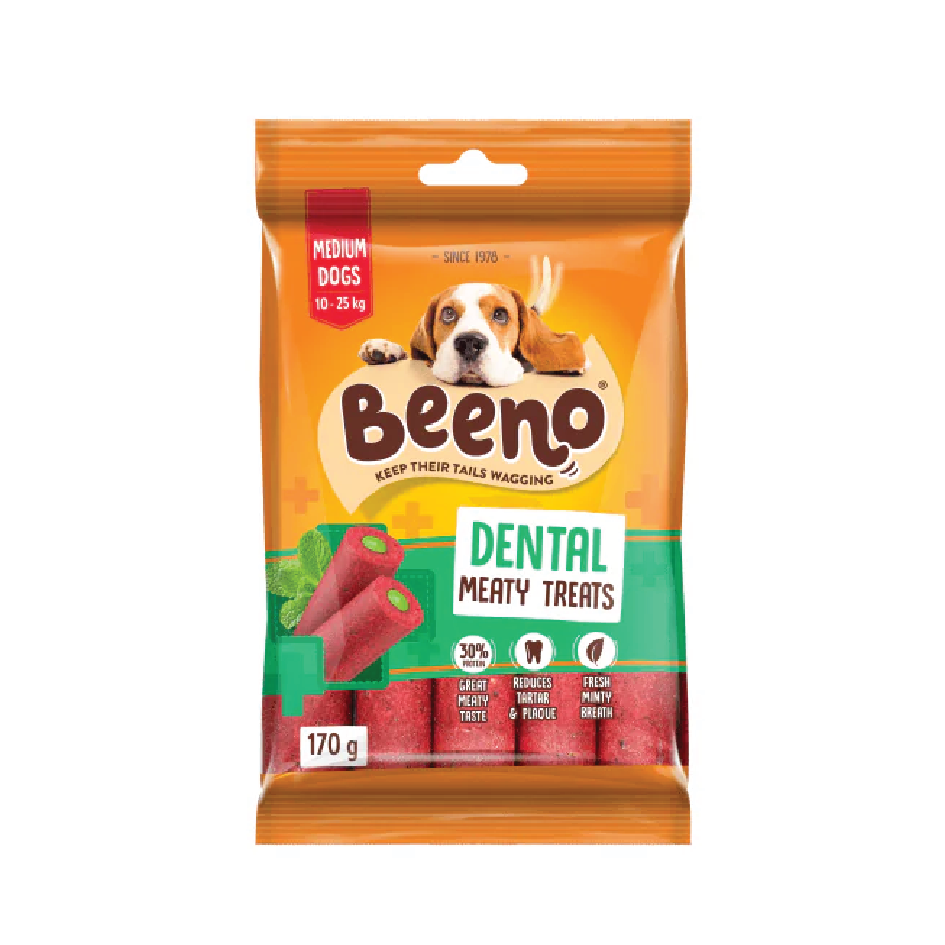 BEENO MINTY DENTAL STICKS 170G MED DOGS 10-25KG_0