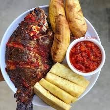 Grilled Fish, Yam Chips & Plantain _1