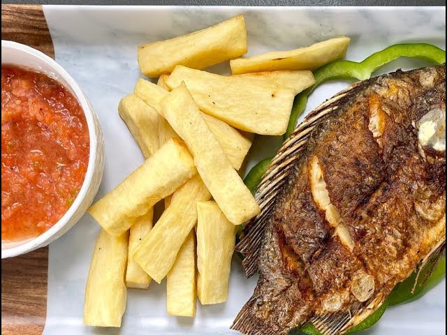 Grilled Fish, Yam Chips & Plantain _3