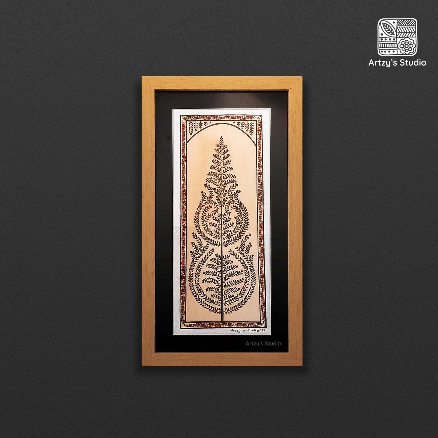 Black & Brown Tree Painting with Frame_0