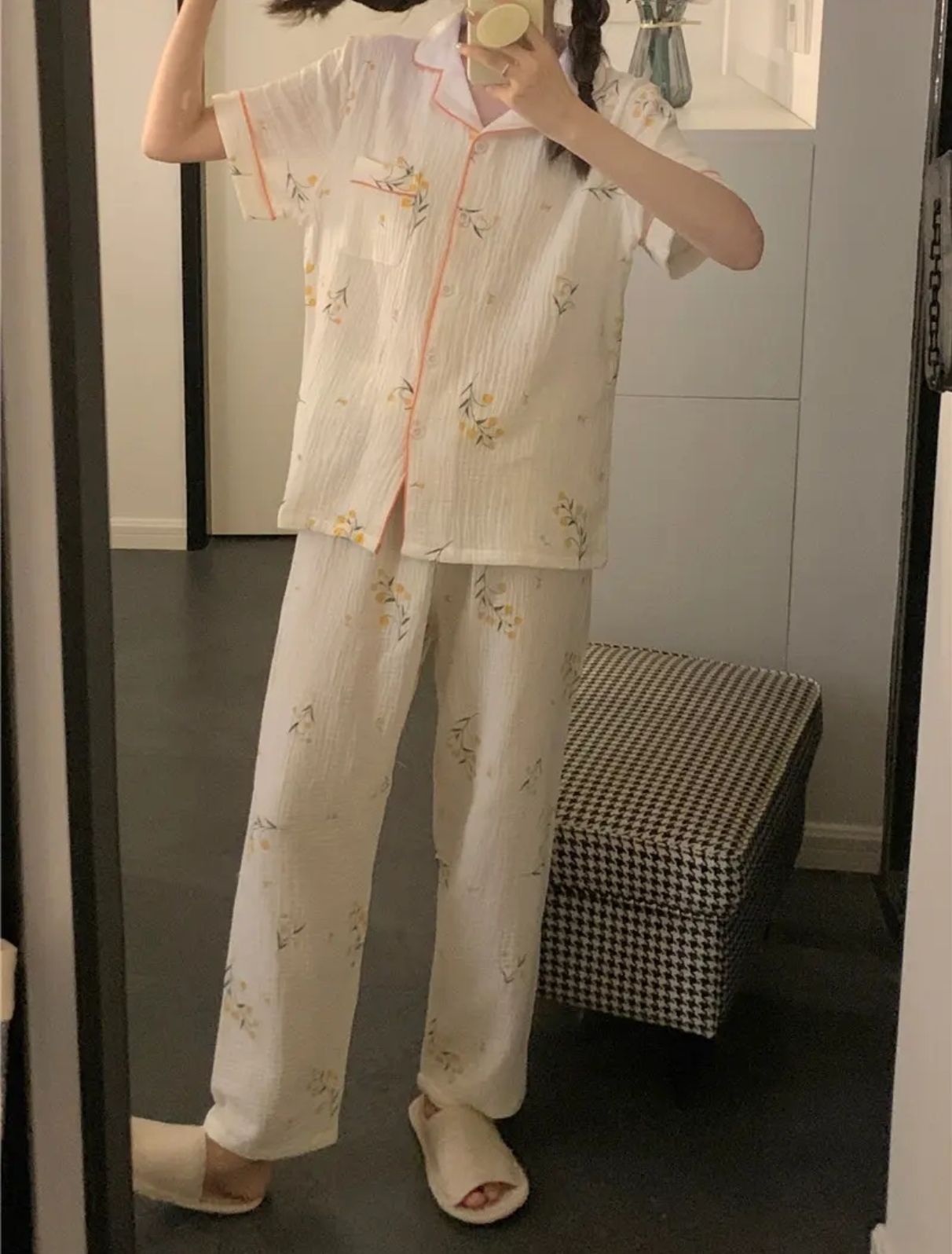 Yellow flowers pajama Korean style_2