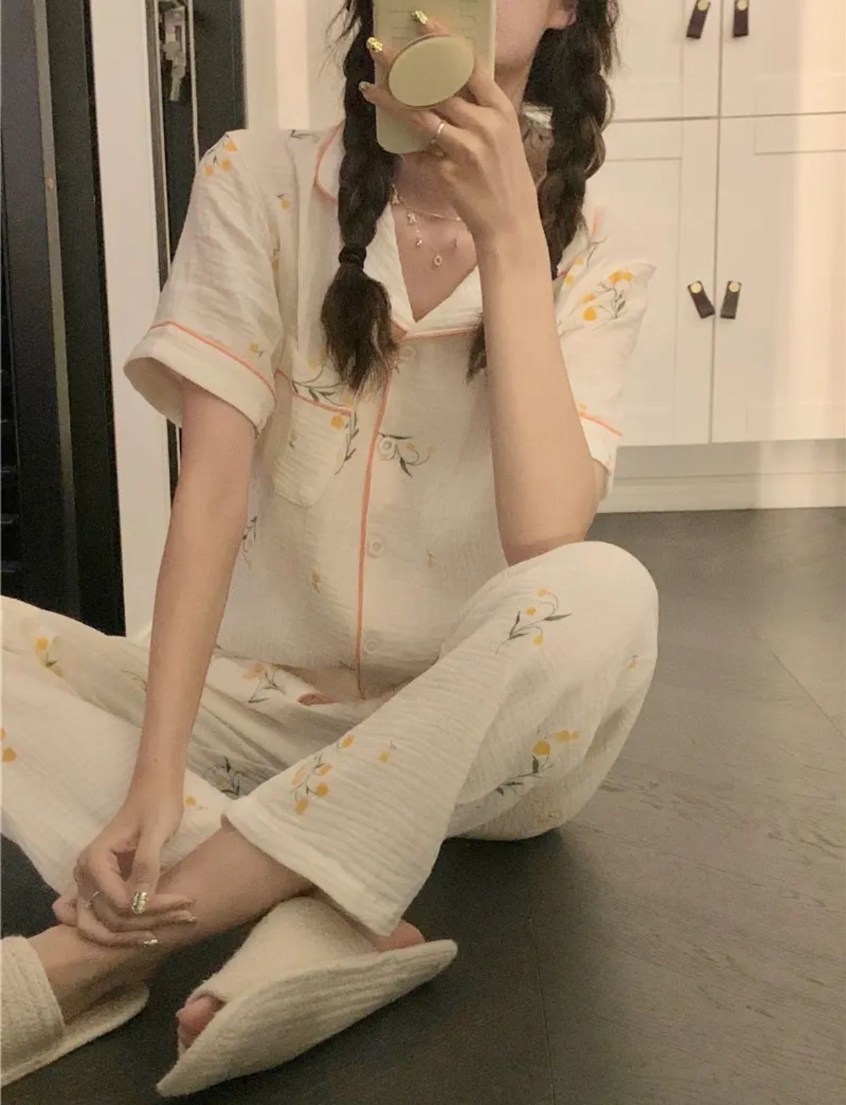 Yellow flowers pajama Korean style_1