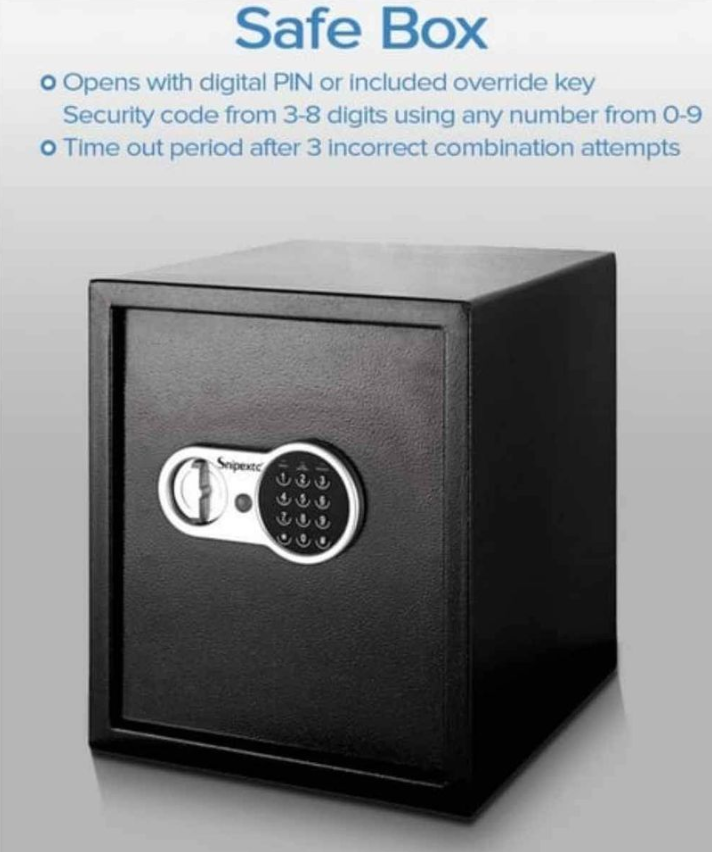 (W40 X D33 X H50) CM, 20KG ELECTRONIC DIGITAL DOUBLE LOCKING BOLTS SOLID STEEL SAFE BOX_2