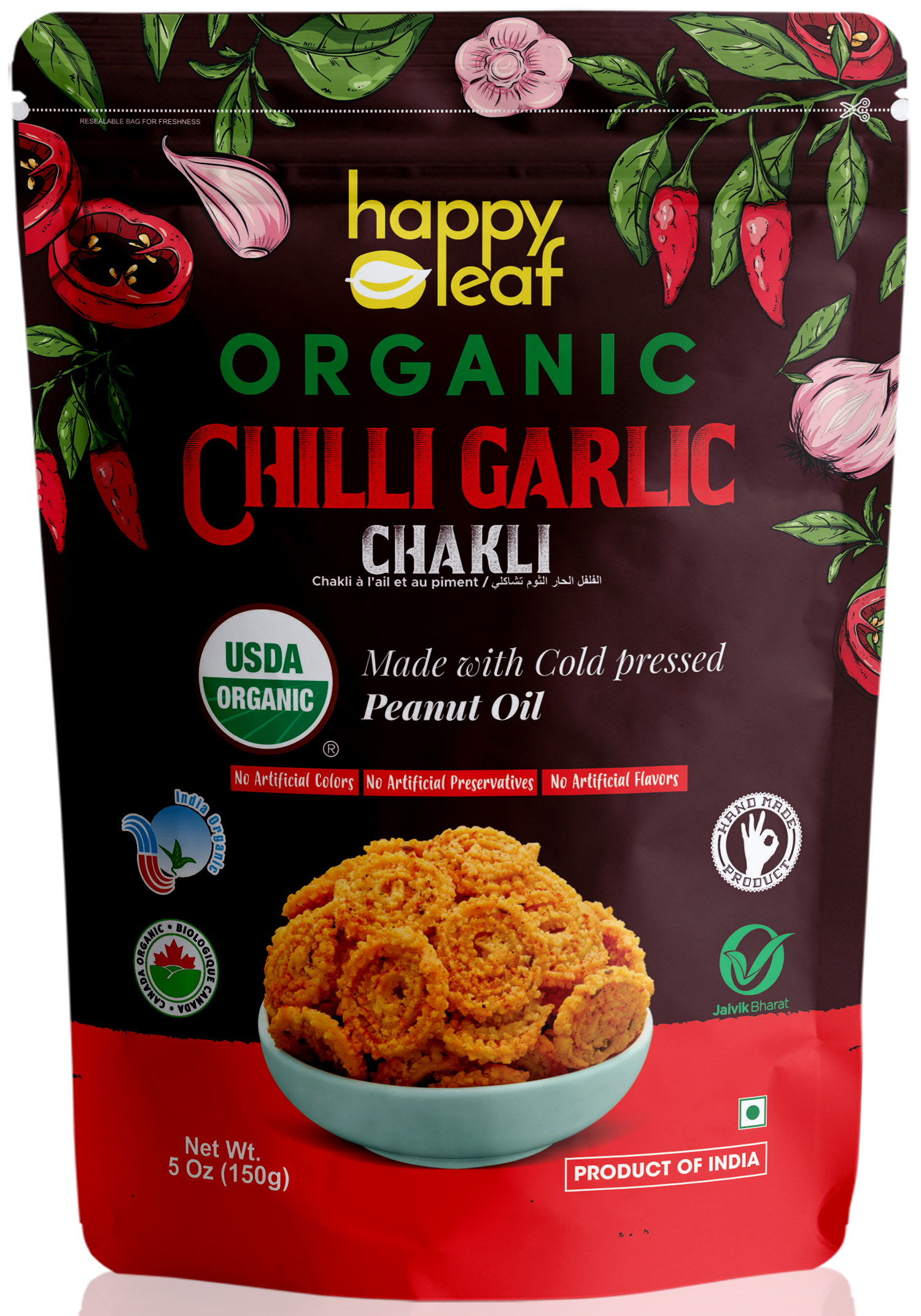 HAPPY LEAF Chilli garlic Chakli 150g_0