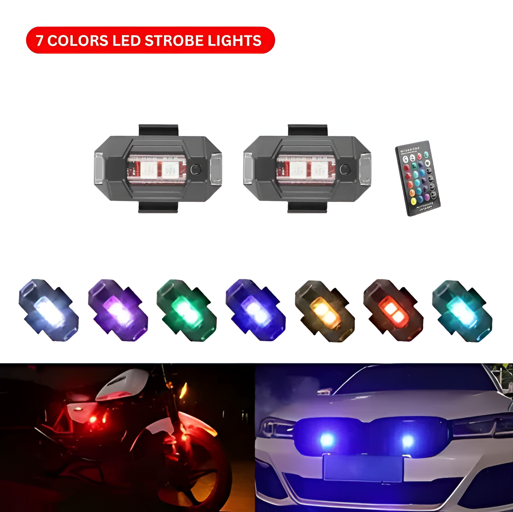 Two Wireless Car Strobe Lights USB Charging Emergency Lights_1