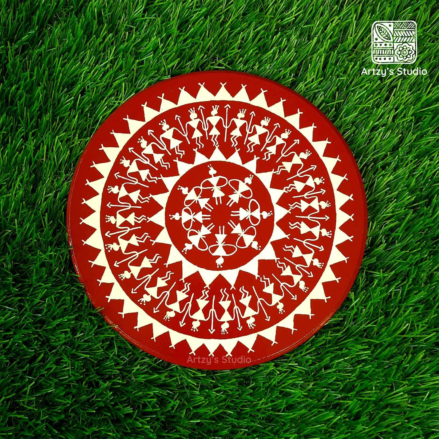 Warli Round Art Plate_0