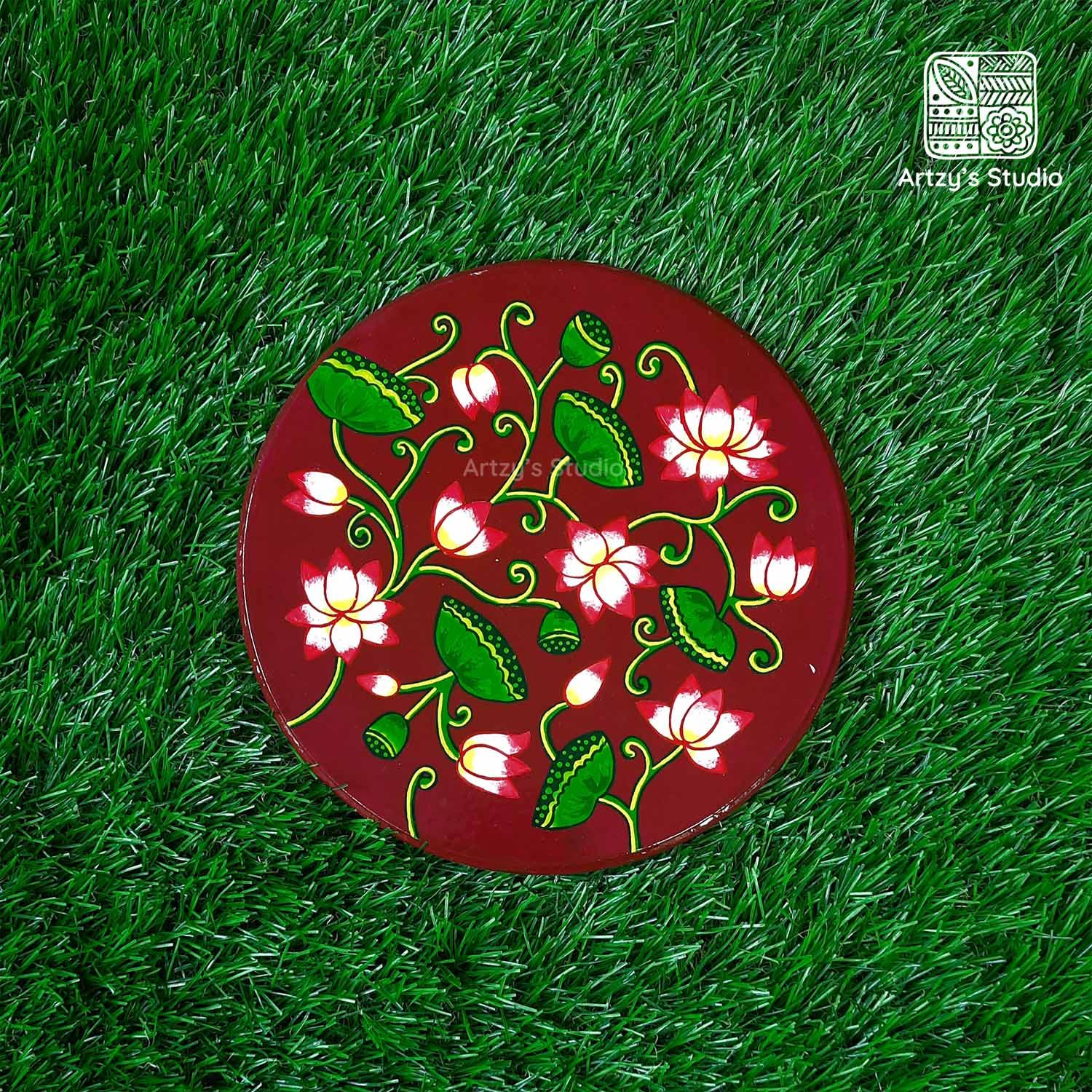 Lotus Design Round Art Plate_0