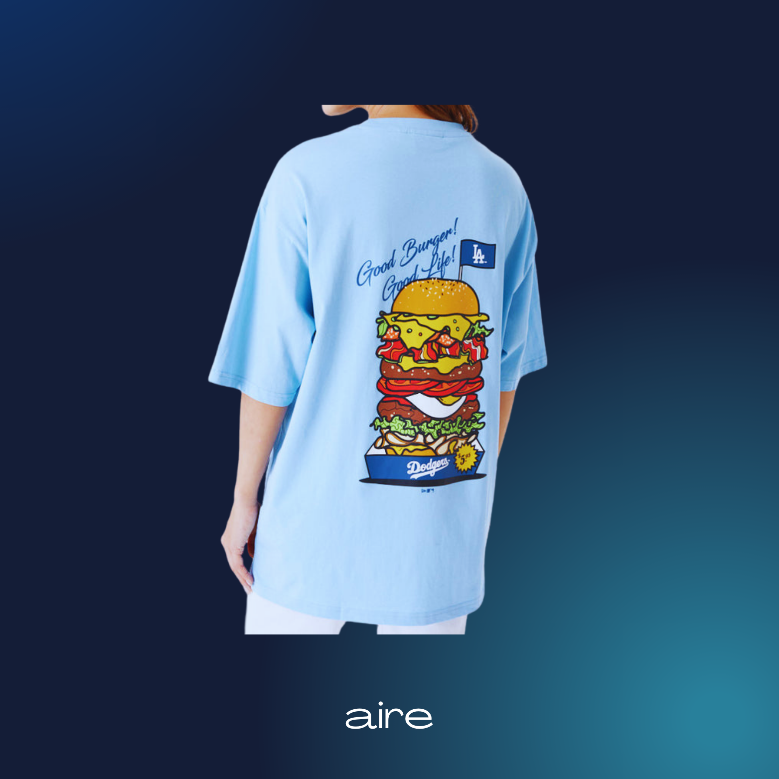 Los Angeles Dodgers MLB Burger Graphic Oversized T-Shirt by New Era_0