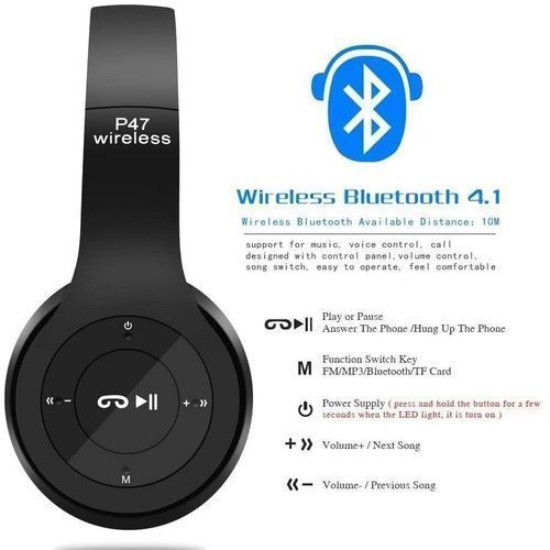 Music Pioneer P47 Bluetooth5.0 Casque Stéréo Sans Fil HIFI écouteur_4