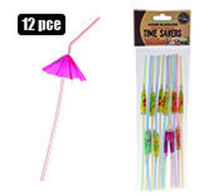 STRAWS PLASTIC 12 PIECES WITH UMBRELLA_0