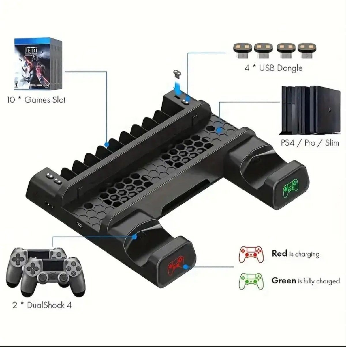 Cooling Stand For PS4 Slim Pro With Controller Charging Station_1