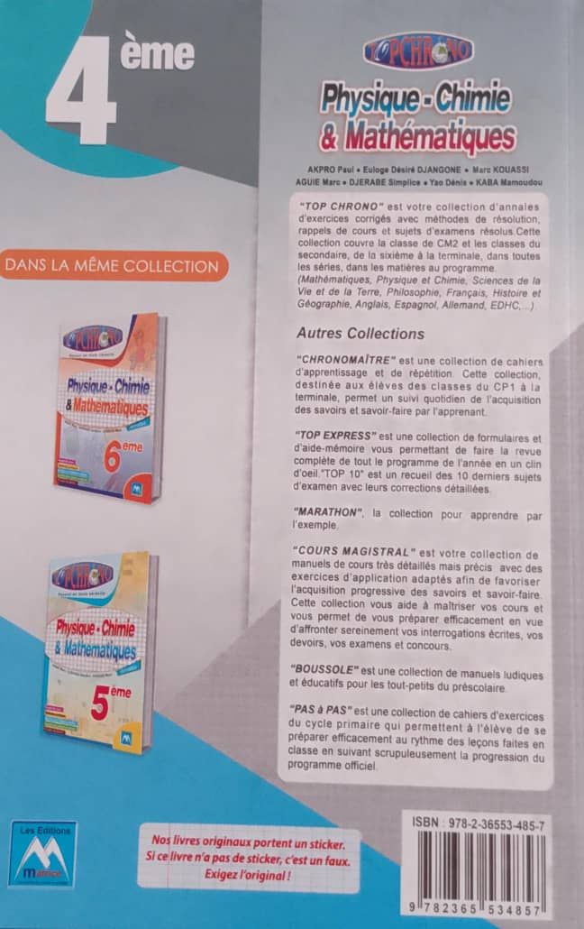 TOP CHRONO Physique-Chimie/ MATH 4ieme (Editions Matrice)_1
