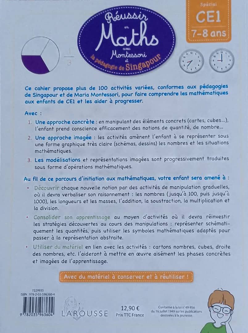Réussir en Maths avec Montessori et la Pédagogie de Singapour (Larousse) - CE1_1