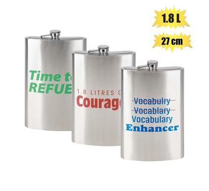 HIP FLASK STAINLESS STEEL WITH WORDS 27CM 1.8L_0