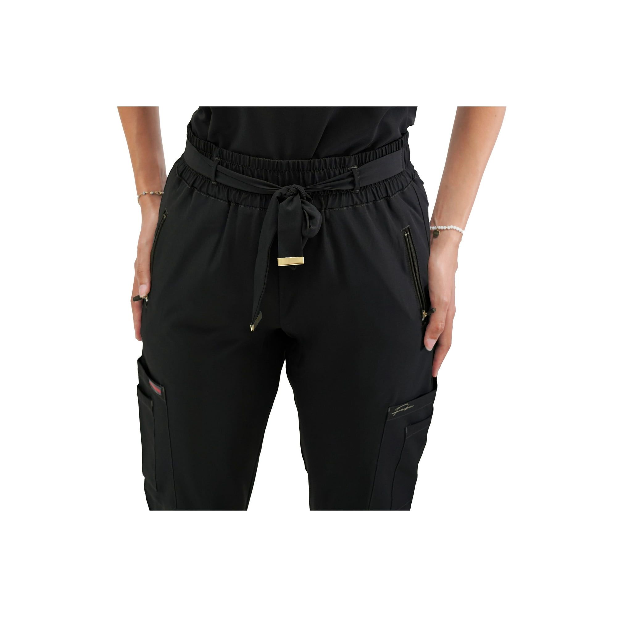 High waist belted black pant_1