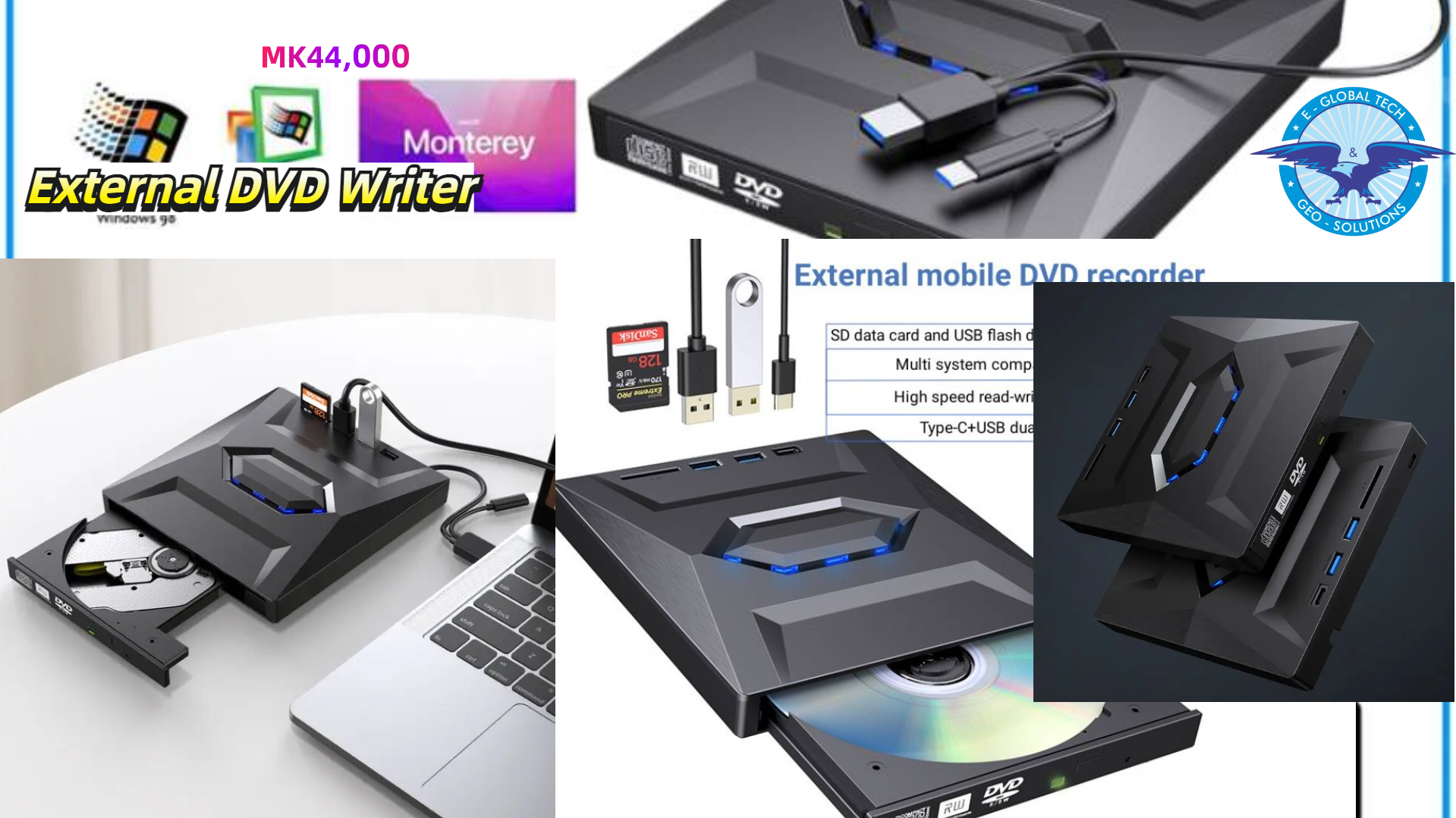 External Optical Drive USB 3.0 Portable CD DVD +/ RW Drive DVD Player_1