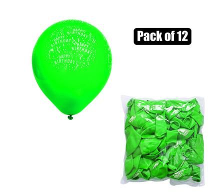 BALLOONS HELIUM DARK GREEN WITH HAPPY BIRTHDAY PRINT_0