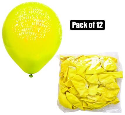 BALLOONS HELIUM YELLOW WITH HAPPY BIRTHDAY PRINT_0