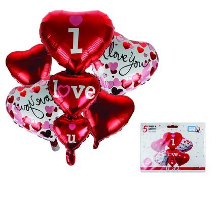 BALLOONS HELIUM I LOVE YOU BOUQUET 5 PIECES _0